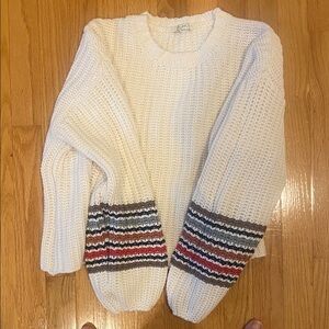 Zsupply Cream Sweater with Multicolor Stripes